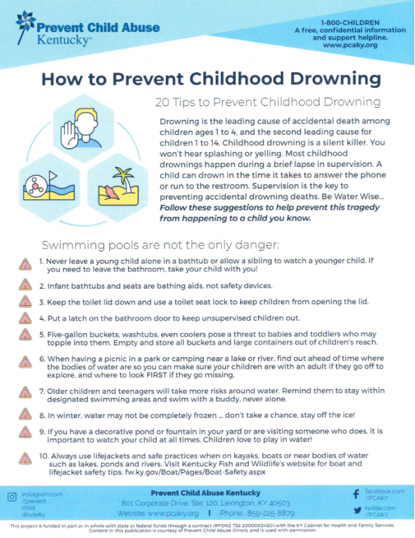 How to Prevent Childhood Drowning Tipsheet (Bundle of 25) – PCAKY